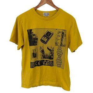 Cav Empt Yellow Sketch Printed Cotton T-Shirt Made in Japan Size Medium